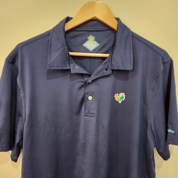 Chubbies Polo Shirt Men’s Large Blue Performance Wear Rooster Casual Golf - Picture 2 of 13